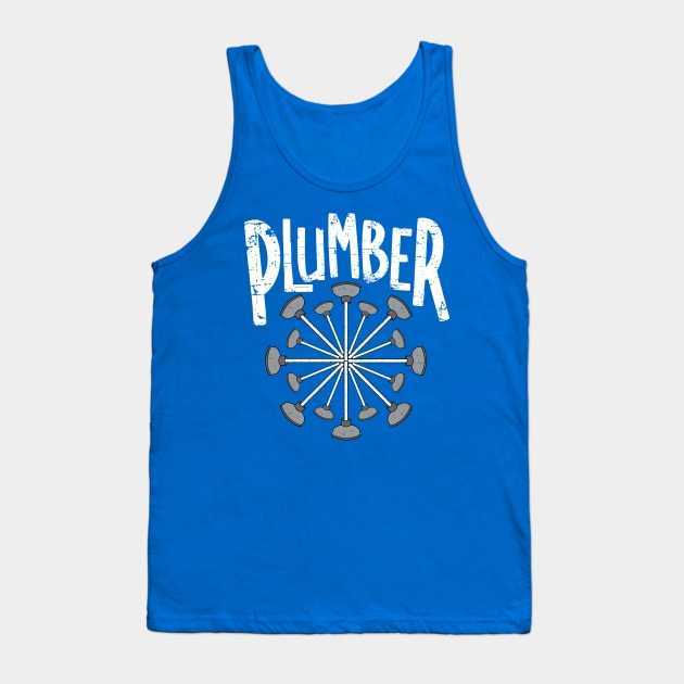 Plumber Toilet Plunger Circle White Text Tank Top by Barthol Graphics